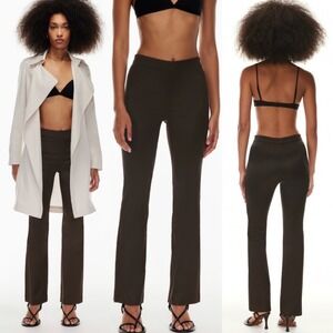 Aritzia Babaton‎ Sundance Pants Womens Size 2 High Waist Flare Satin Mocha Brown